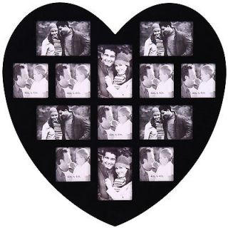 13 Opening Heart Shaped Black Wooden Wall Art Collage Photo Picture