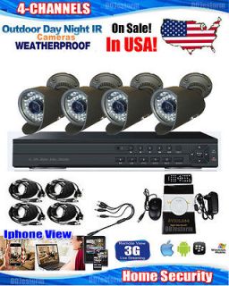 CCTV DVR System with 4 Channel 4 Night Vision Waterproof Cameras