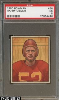 1950 Bowman Football #66 Harry Gilmer Washington Redskins PSA 5 EX