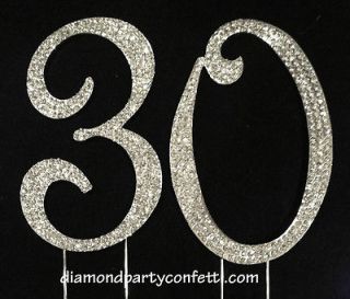 Crystal Covered 30 30th Birthday Anniversary Number Cake Topper
