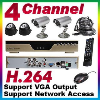 4CH CCTV DVR System 2x Sony Camera 2x COMS Outdoor Camera VGA PC