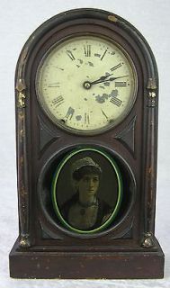 1875? Antique Seth Thomas 8 Day Mantle Shelf Clock Reverse Glass
