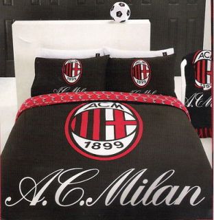 MILAN AC Football Club Black/Red/Whit e QUEEN Quilt/Doona Cover Set