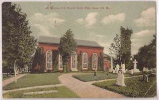 1910s Snow Hill Maryland Postcard All Hallows P.E. Church Built 1734