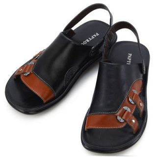 Summer Stylish Luxury Leather Black Mens Sandals US 9.5