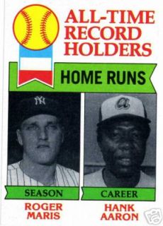 1979 Topps #413 Hank Aaron /Roger Maris All Time Record