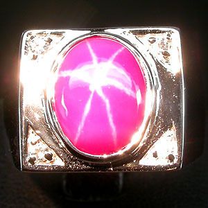 DELUXE TOP AAA PINK RED STAR RUBY,SAPPHIRE 925 SILVER RING SZ 8.75