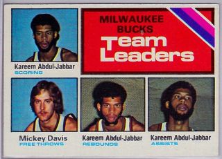 76 #126 Milwaukee Bucks Leaders KAREEM ABDUL JABBAR, MICKEY DAVIS  NM