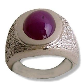 Vintage 14K White Gold Ring With 8X10mm Red Linde Star Sapphire Weighs