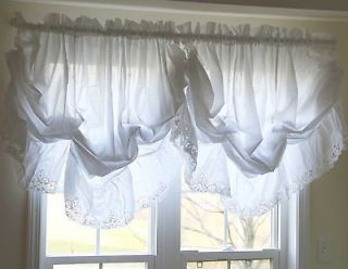 Victorian country chic embroidery ruffle pull up balloon curtain shade
