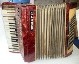 Vintage Hohner Carmen Accordion W/ Case Germany Pok 72 Nr 3017