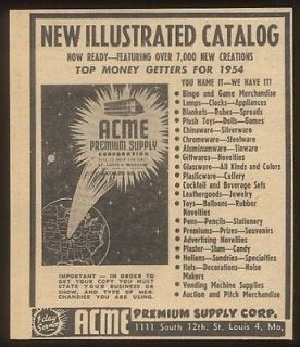 1954 Acme Premium Supply company vintage trade print ad