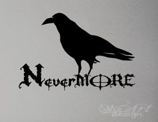 NEVER MORE WALL DECAL LETTERING vinyl sticker CROW CORBEAU RELIGION