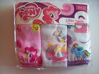 My Little Pony Girls Underwear Underpants 3 Panty Sz 4 Princess