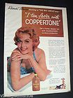 of actress Rhonda Fleming for Coppertone Suntan Lotion 1959 Print Ad
