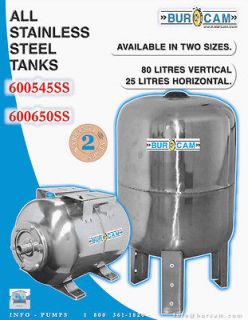 Gal Stainless Steel Vertical Air Pressure Bladder Well Tank 600545SS