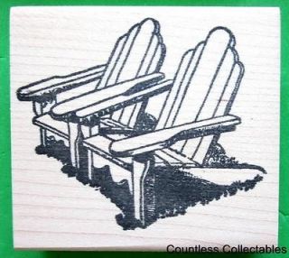 Adirondack Wood Chairs Lawn Beach Summer Porch Lounge Rubber Stamp
