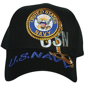 US NAVY EMBROIDERED BALL CAP   USN, Adjustable Back, High Quality