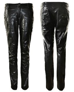 New Womens Slim Fit Pvc Wet Look jeans Ladies Shiny Biker Trousers