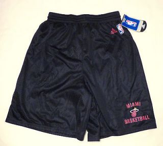 NBA Miami Heat Miami Basketball NWT Adidas Mesh Black Shorts Mens
