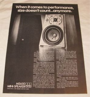 Vintage ADC MS650 Mini Stereo Speakers PRINT AD 1980