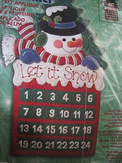 Holiday Bucilla Felt Applique ADVENT CALENDAR Kit,LET IT SNOW,Snowman