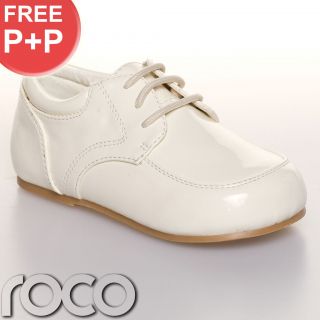 Baby Boys Cream Shoes Lace Up Wedding Page Boy Christening Kids Shoes