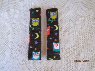 Colourful Seat Belt Covers Featuring Owls 24cms long and well padded