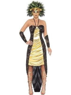 14 Halloween Ladies Greek Myth Witch Fancy Dress Costume + Snake Wig