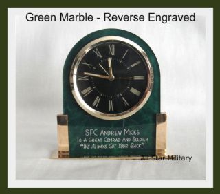 Acrylic Clock Personalized Engraved Desk Mantle Alarm Military Award