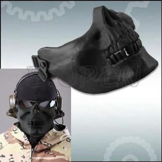Black Skull Airsoft Paintball Wargame Protective Gear Half Face Cover