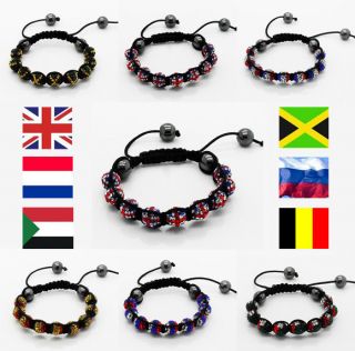 Jamaica Flag Shamballa Braiding bracelets Pave Crystal Clay Ball Bead