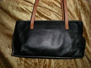 PURSE ANN TAYLOR BLACK LEATHER HAND BAG PURSE WITH SADDLE STICHING