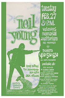 Neil Young at Veterans Memorial Auditorium Des Moines Concert Poster
