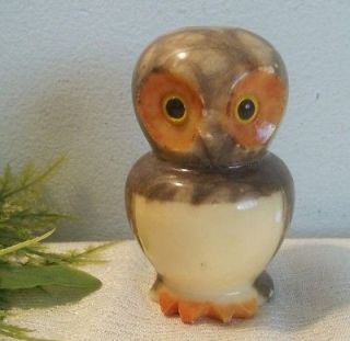 Hand carved alabaster stone Owl figurine paper weight