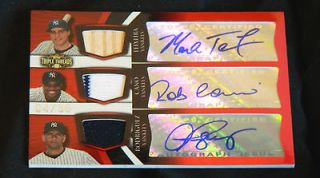 ALEX RODRIGUEZ ROB CANO MARK TEIXIERA SIGNED GAME USED TOPPS TRIPLE