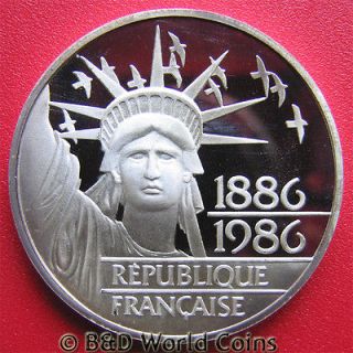 FRANCE 1986 100 FRANCS SILVER PROOF STATUE OF LIBERTY COLLECTABLE