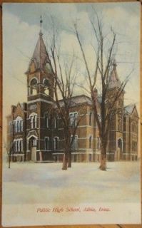 1908 Postcard   The Public High School   Albia, Iowa IA