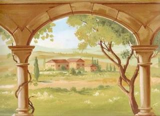 Golden Archway Scene of Wine Country Villa Sale$7.95 Wallpaper