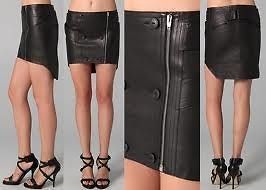 Alexander Wang Black Leather Asymmetric Hem Harness Mini Skirt 0 US
