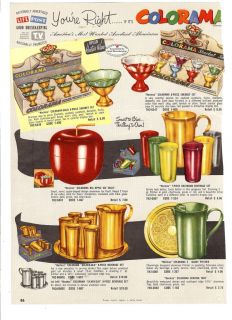 Hostess Colorama&Pantry Ware Catalog Ad Page~Sherbet,Beverage Sets+