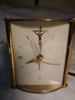 Ingraham Bristol Brass eames CHRISTIAN Alarm Clock crucifix cross
