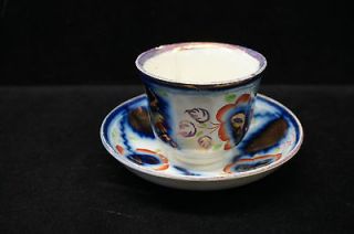 Antique Tea Set 1820s 1840s Gaudy Dutch Flow Blue Copper Lusterware