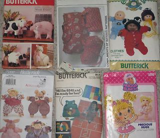 ONE BUTTERICK CRAFT PATTERNS SEE MENU DOLLS, BAGS, ANIMALS, GAMES