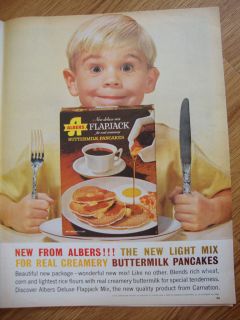 1962 Albers Flapjack Buttermilk Pancakes Ad Little Blond Hair Boy