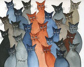  Gaillarde Stray Cats Whimsical Watercolor Painting by Lori Alexander