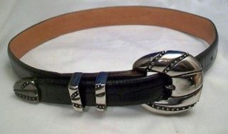 steve blinn leather alligator grain cashmere cowhide belt fancy buckle