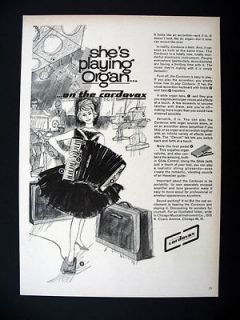 Cordovox Accordion Organ Instrument Young Woman Playing Art 1964 print