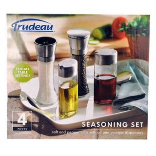 Trudeau Seasoning Set with Salt and Pepper Mill and Oil and Vinegar