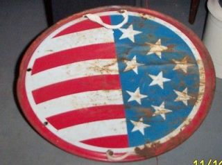 Vintage Patriotic Red, White & Blue US Flag Metal Disc Snow Sled